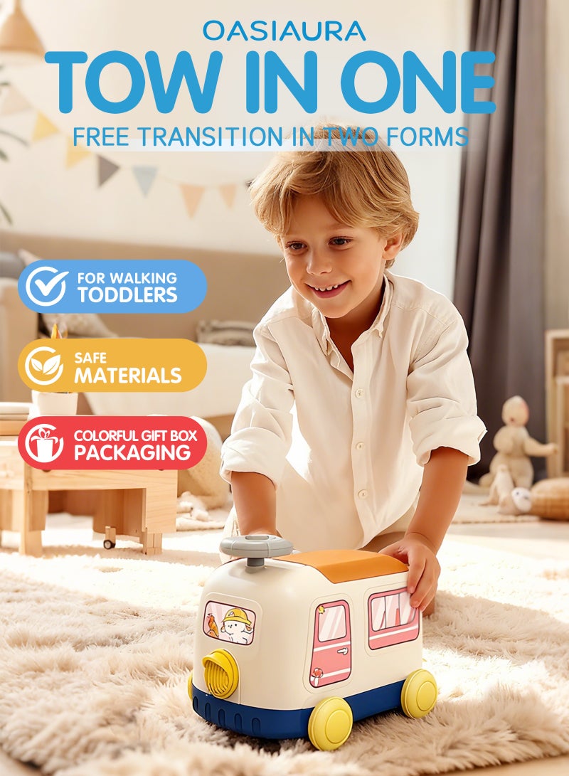 OASIAURA 2-3 Years Old Kids 2-in-1  Educational Bus Car Toy & Tool Box Set, Toddler Pretend Play Kit with Portable Storage (Blue) - Image 2