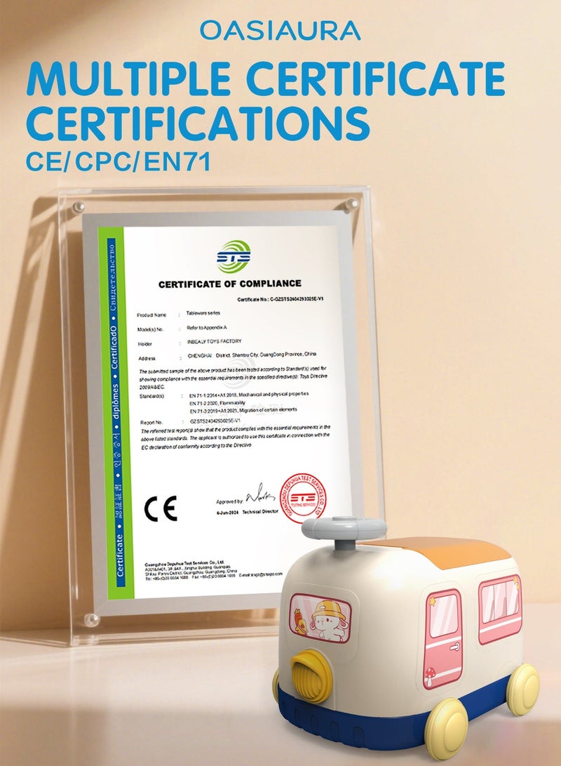 OASIAURA 2-3 Years Old Kids 2-in-1  Educational Bus Car Toy & Tool Box Set, Toddler Pretend Play Kit with Portable Storage (Blue) - Image 4