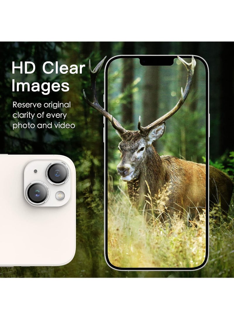 Rock Pow Camera Lens Protector for iPhone 15 6.1-Inch and iPhone 15 Plus 6.7-Inch 9H Tempered Glass Metal Individual Ring Cover HD Clear - Image 4