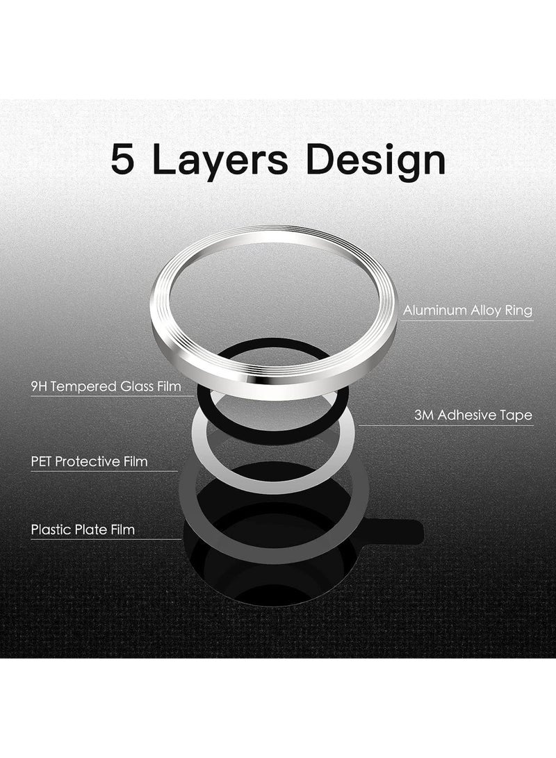 Rock Pow Camera Lens Protector for iPhone 15 6.1-Inch and iPhone 15 Plus 6.7-Inch 9H Tempered Glass Metal Individual Ring Cover HD Clear - Image 3