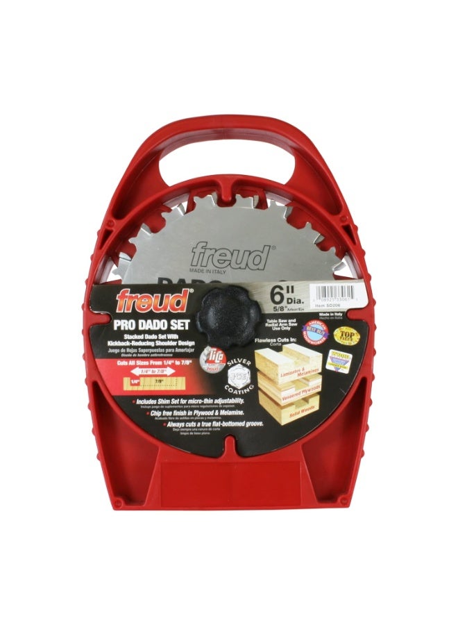 freud Freud Pro Dado Sets with Premium TiCo Hi-Density Carbide Crosscutting Blend for Maximum Performance - 6" Diameter, 10 Teeth, 5/8" Arbor - SD206 - Image 1