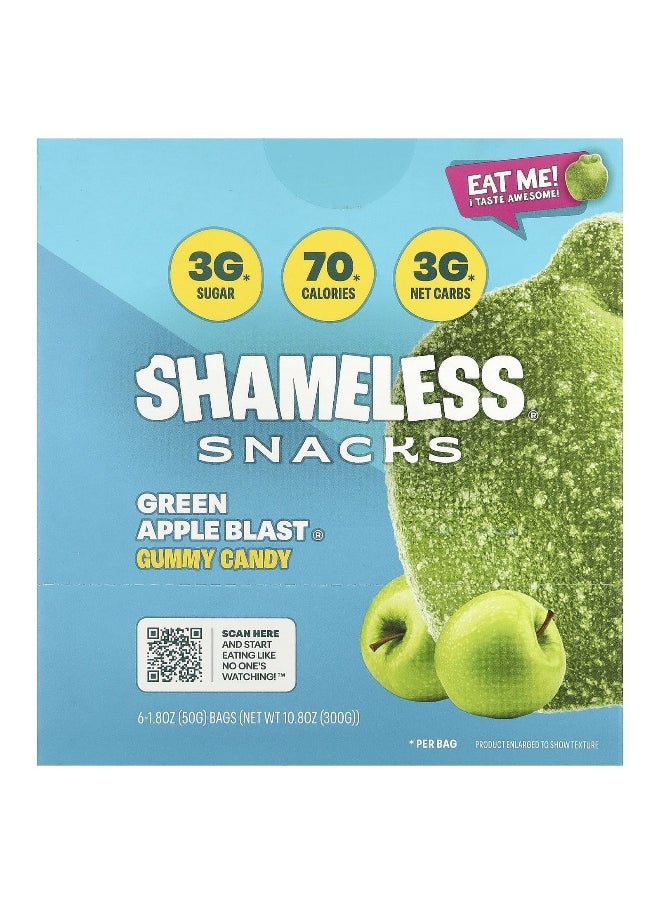 Shameless Snacks Shameless Snacks, Gummy Candy, Green Apple Blast®, 6 Bags, 1.8 oz (50 g) Each  - Image 1