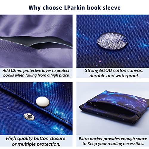 LParkin Galaxy Book Sleeve Protector Pouch Book Covers for Paperbacks, Book Sleeves with Zipper Padded, 11.4 Inch X 9 Inch (Galaxy) - Image 3