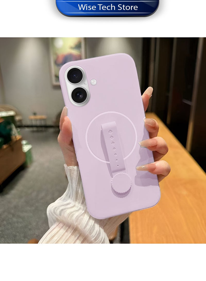 Wtech Apple iPhone 16 Plus 5G 2024 Invisible Magnetic Liquid Silicone Rotating Wristband Case Cover (MCRPSN) - Light Pink - Image 4