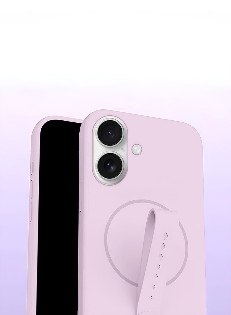 Wtech Apple iPhone 16 Plus 5G 2024 Invisible Magnetic Liquid Silicone Rotating Wristband Case Cover (MCRPSN) - Light Pink - Image 2