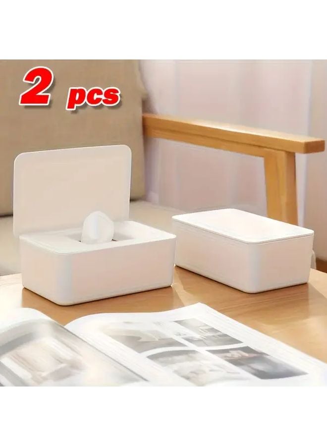 2pcs Sealed Plastic Wet Wipe Storage Box With Lid For Living Room Tabletop - Image 2