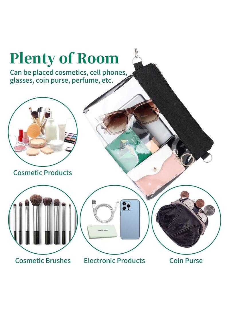 KASTWAVE Clear PVC Crossbody Bag, Transparent Makeup Bag Waterproof Purse Square Zipper Pouch, PU Leather Travel Cosmetic Sling Bag with Detachable Wristlet Shoulder Strap, Stadium Approved - Image 2