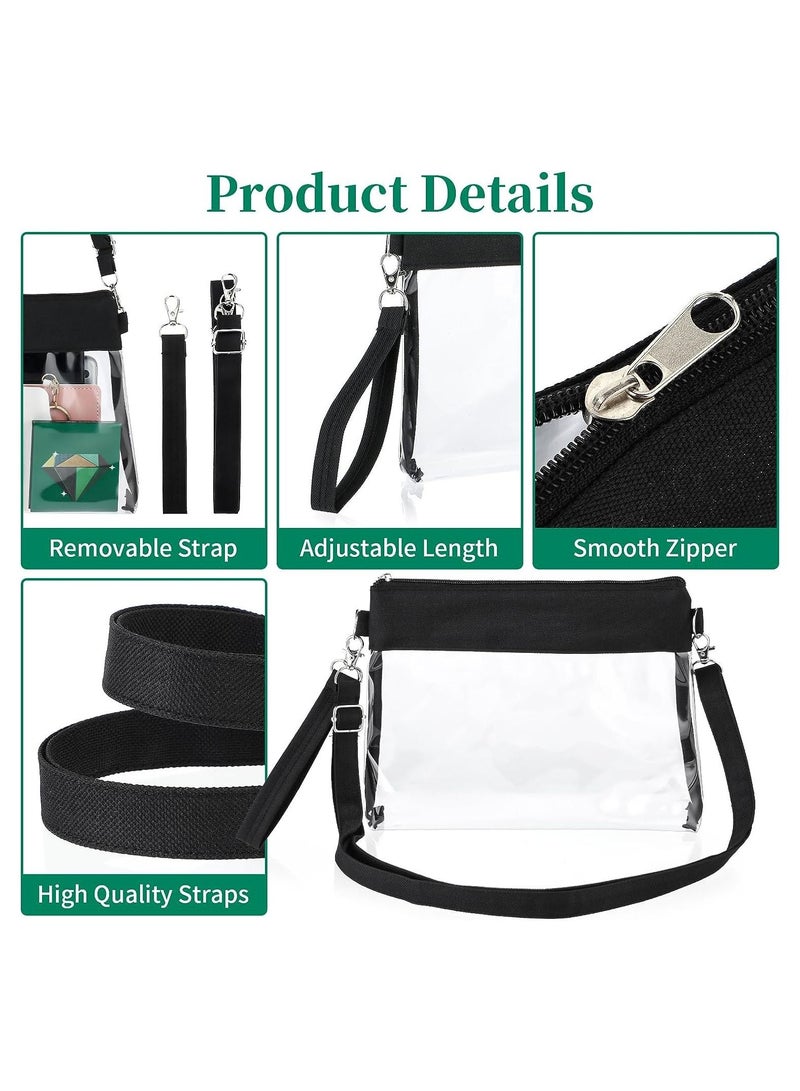KASTWAVE Clear PVC Crossbody Bag, Transparent Makeup Bag Waterproof Purse Square Zipper Pouch, PU Leather Travel Cosmetic Sling Bag with Detachable Wristlet Shoulder Strap, Stadium Approved - Image 3