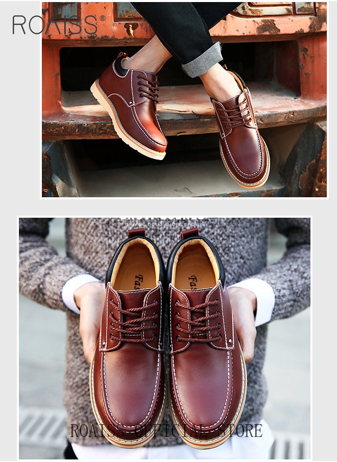 roaiss - Men's Basic Leather Casual Classic Flat Sneaker Shoes - Image 1
