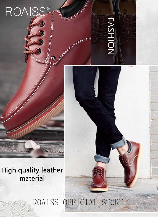 roaiss - Men's Basic Leather Casual Classic Flat Sneaker Shoes - Image 1