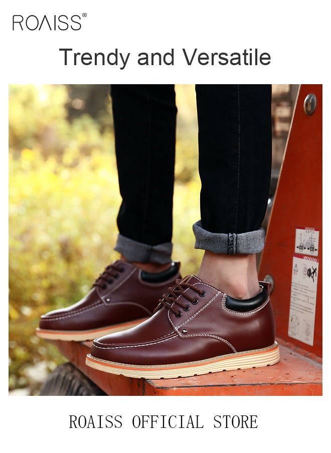 roaiss - Men's Basic Leather Casual Classic Flat Sneaker Shoes - Image 1