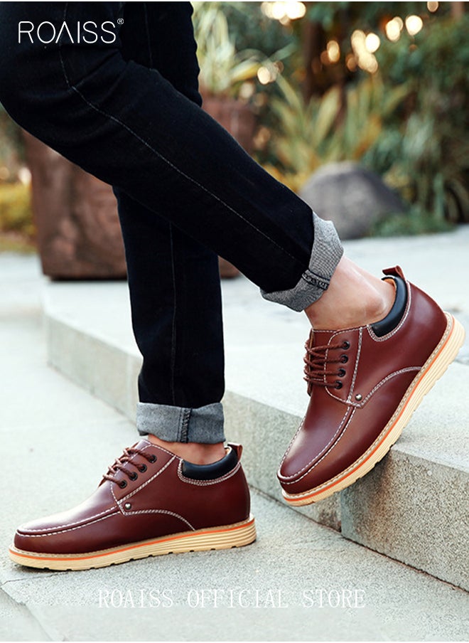 roaiss - Men's Basic Leather Casual Classic Flat Sneaker Shoes - Image 1