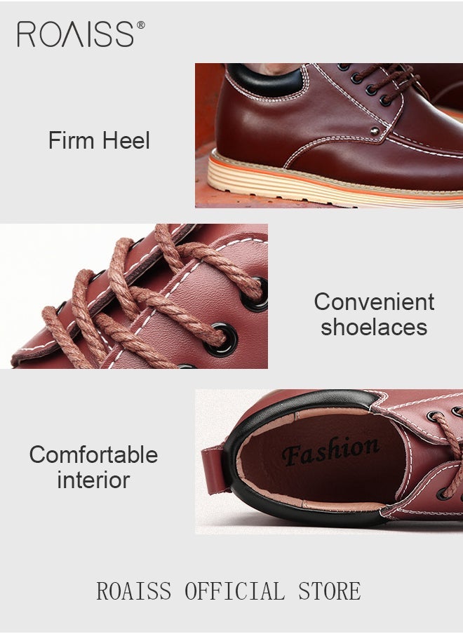 roaiss - Men's Basic Leather Casual Classic Flat Sneaker Shoes - Image 1