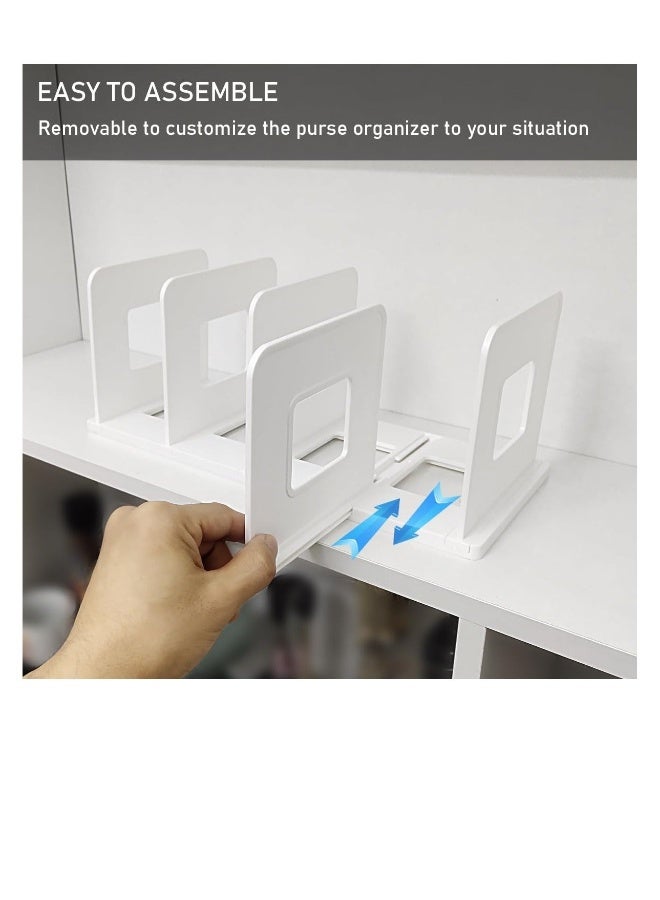 White Plastic Purse Handbag Organizer, Adjustable Closet Organizer, Organizer for Closet Shelf 10 Divider, for Purse, Handbag, Sweater, Shirts in Bedroom and Kitchen  - Image 3