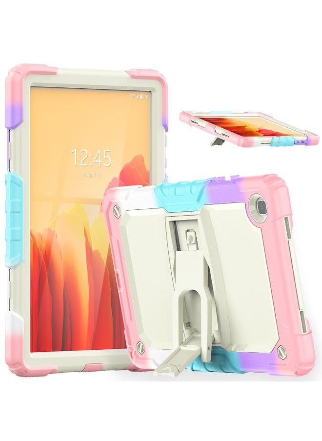 HuHa - Case Cover Shockproof Colorful Silicone + Beige PC Tablet Protective Case with Holder & Shoulder Strap For Samsung Galaxy Tab A7 2020 T500 Camouflage Pink - Image 1