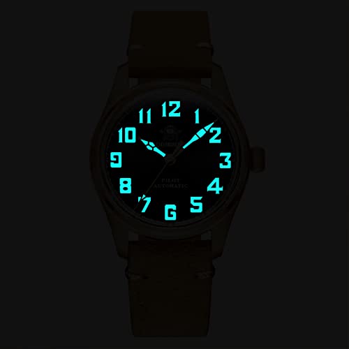 ADDIESDIVE Vintage Bronze Automatic Watch 39 MM Small Caliber Wristwatch Solid Bronze Buckle Crown Suede Leather Strap - Image 3