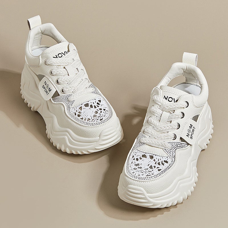Sandals Women'S Fashion Dad Shoes Women'S Summer Hollow Thick Sole Heightening Casual White Shoes Sports Shoes Spring Single Shoes - Image 5