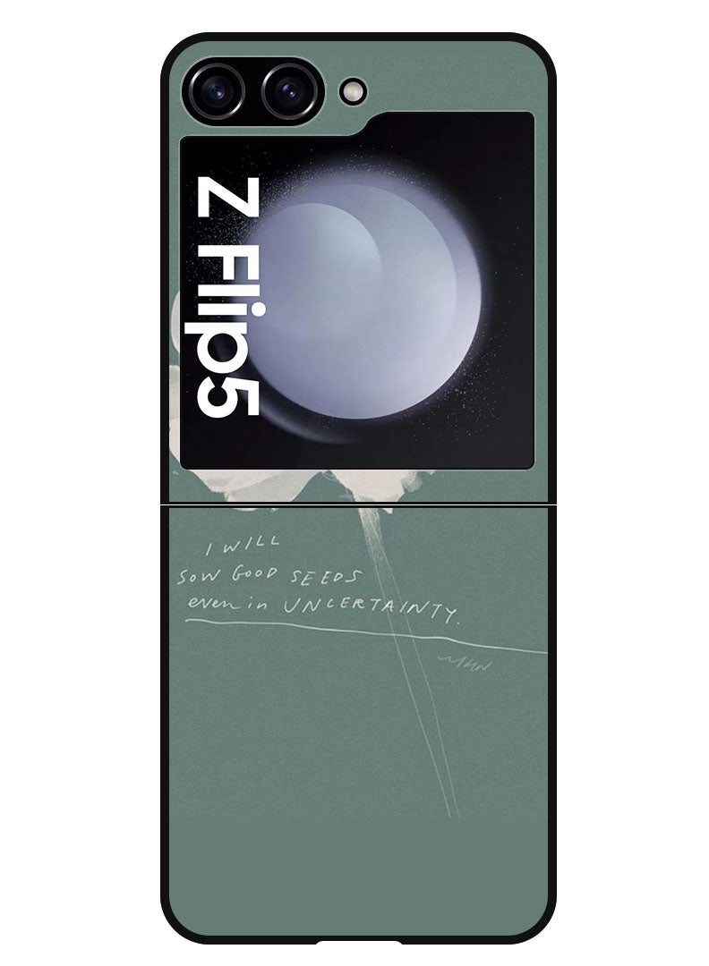 Theodor Protective Case Anti Scratch Shock Proof Bumper Cover For Samsung Galaxy Z Flip 5 White Flower (2) - Image 1