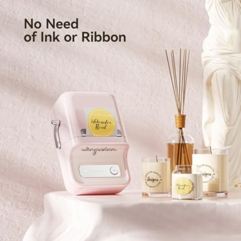 B21 Label Maker, Inkless tooth Label Printer, 2 Inch Portable Thermal Sticker Machine for Small Business, Marson Jar, Logo, Clothing, Mailing, Candles Jewelry, Ideal for Gifting, Retro Sticker Printer, for Address, Logo, Canning Jar, Candle, Mailing, Gift, Compatible with Phones and PC - Image 3