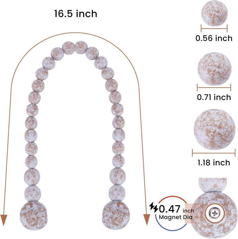 KLOGTSIND Magnetic Curtain Tiebacks, Curtain Tie Backs for Curtains 2 Pack, Wood Bead Curtain Tiebacks, Curtain Holders for Boho Bedroom Decor, Baby Nursery Decor, Farmhouse Decor - Image 3