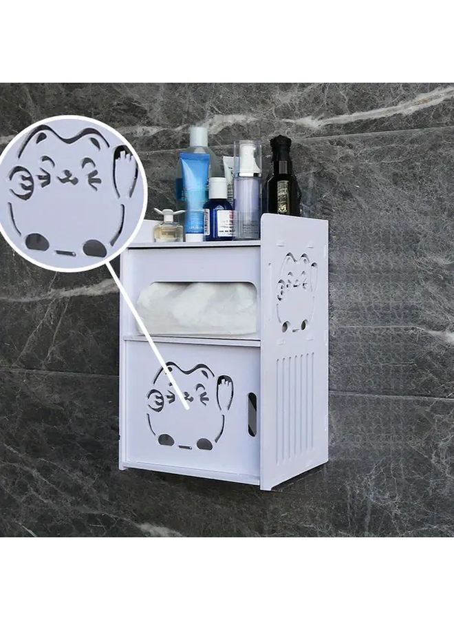 Double Layer Lucky Cat Toilet Paper Holder Wall Mounted No Drilling Bathroom Storage - Image 2