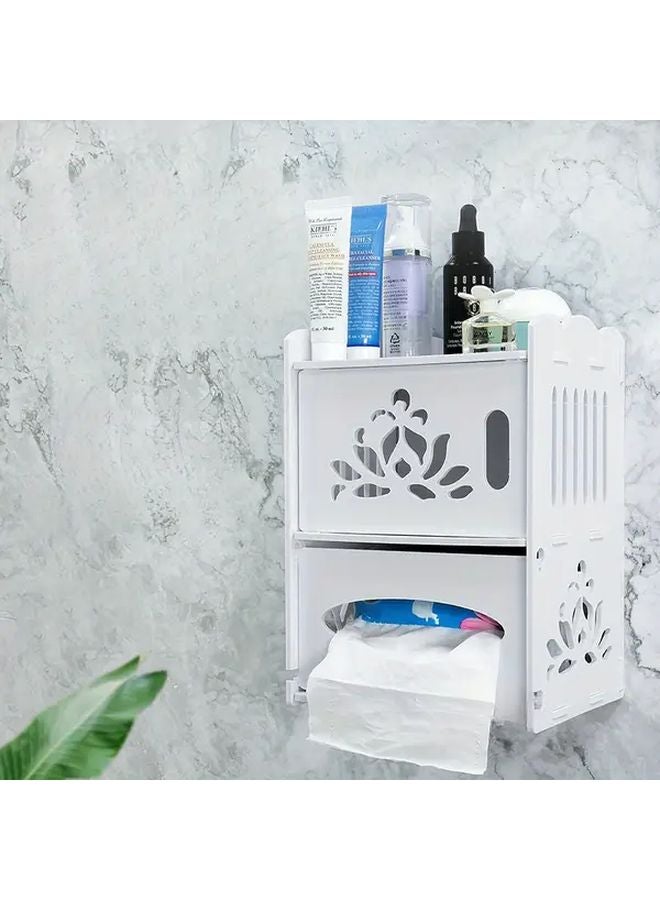 Double Layer Lucky Cat Toilet Paper Holder Wall Mounted No Drilling Bathroom Storage - Image 5