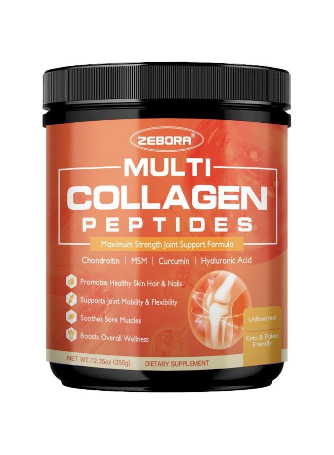 ZEBORA Multi-Collagen-Peptides-Powder for Joint Recovery with MSM & CS, Hydrolyzed Collagen Peptides with Hyaluronic Acid & Vitamin C for Women and Men Hair, Skin & Nails Support, Keto Friendly - Image 1