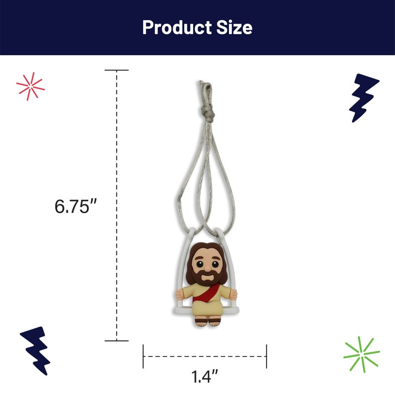 GOOFBALLS Funny Hanging Mirror Swing â€“ Quirky and Unique Decor for Car Rearview Mirror, Bedroom or Living Room - Jesus - Image 2