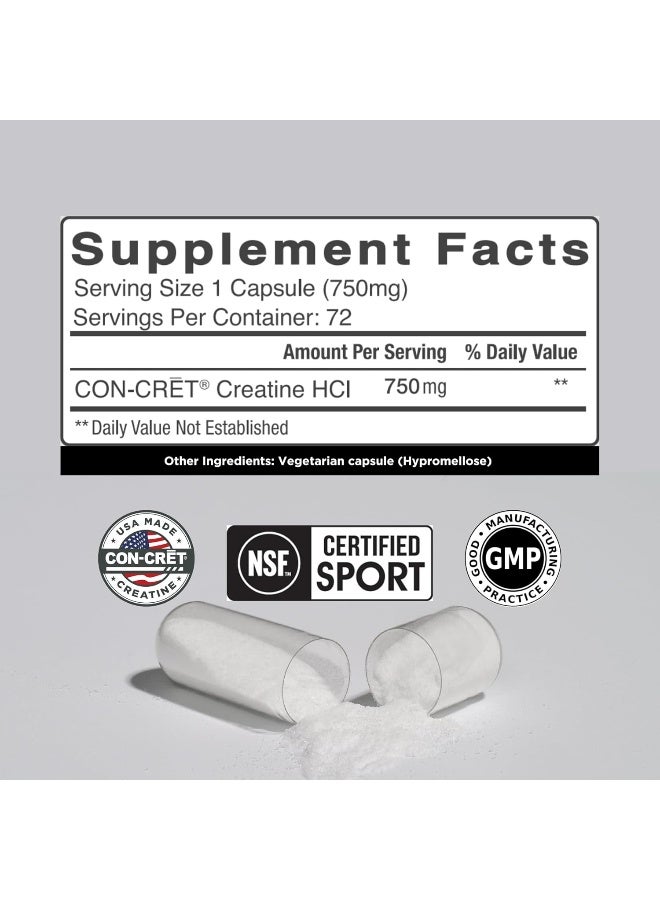 CON-CRET Promera Sports, The Original And Patented Pure Creatine Hcl For Boosting Performance, Endurance, And Strength, 750 Mg- 72 Capsules - Image 2