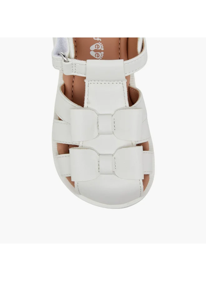 بيرفيت Girls Bow Detail Sandals with Hook and Loop Closure