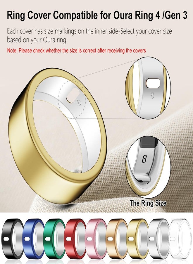 غطاء متوافق مع خاتم Oura Ring 4/الجيل الثالث Horizon/الجيل الثالث Heritage، شحن مباشر، واقي إصبع مرن مصقول فائق النحافة من مادة TPU المتينة، مناسب للتمارين الرياضية في الصالات الرياضية للرجال والنساء - ذهبي + ذهبي وردي - مقاس 8 - Image 2