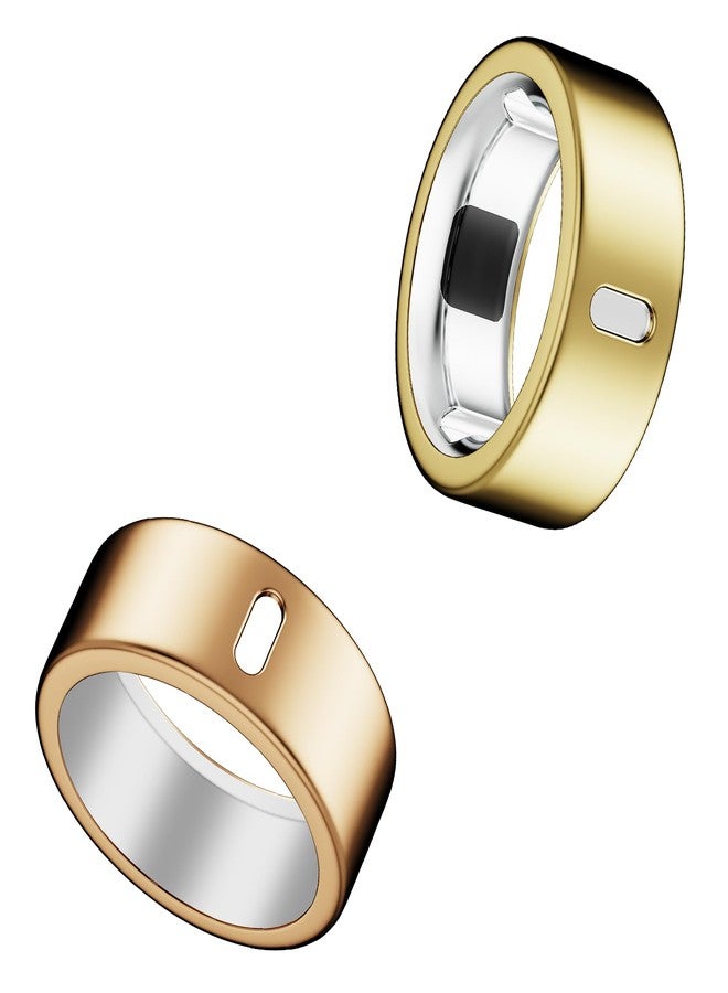 غطاء متوافق مع خاتم Oura Ring 4/الجيل الثالث Horizon/الجيل الثالث Heritage، شحن مباشر، واقي إصبع مرن مصقول فائق النحافة من مادة TPU المتينة، مناسب للتمارين الرياضية في الصالات الرياضية للرجال والنساء - ذهبي + ذهبي وردي - مقاس 8 - Image 1