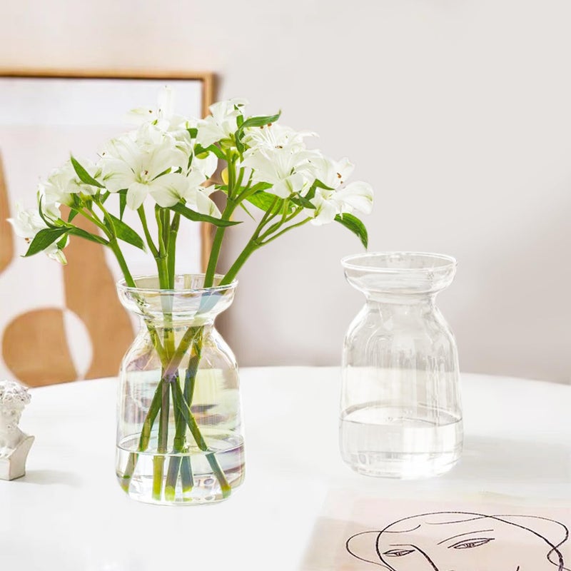 Gute Glass Vases for Decor, Modern Decorative Flower Vase Centerpieces Table Home Indoor Desk Decor Living Room, Kitchen, Office Wedding or Housewarming Gifts (Clear) - Image 2