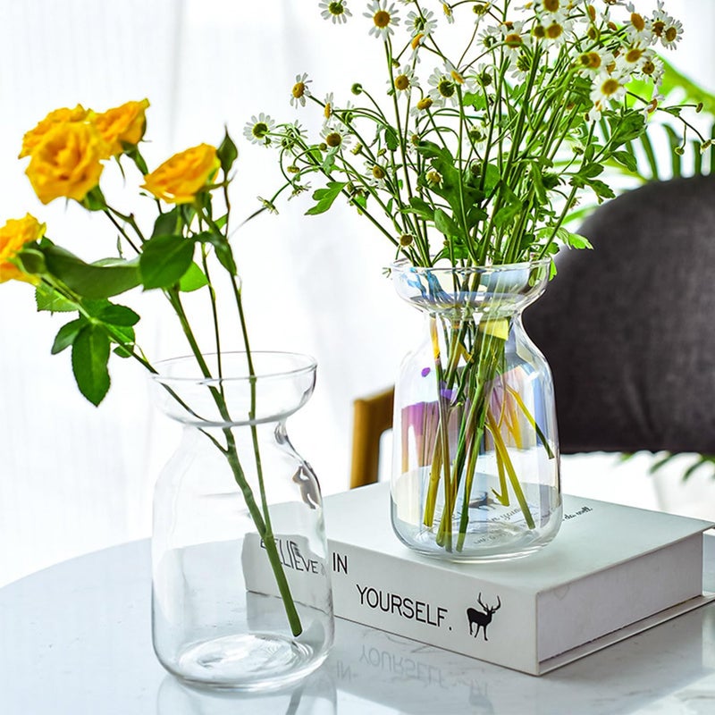 Gute Glass Vases for Decor, Modern Decorative Flower Vase Centerpieces Table Home Indoor Desk Decor Living Room, Kitchen, Office Wedding or Housewarming Gifts (Clear) - Image 5