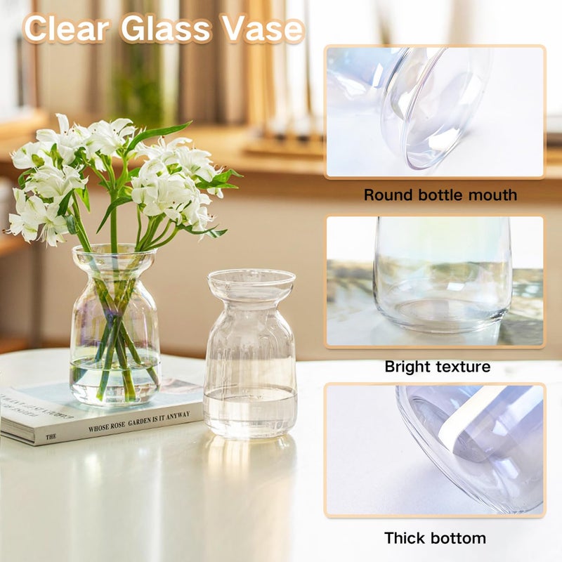 Gute Glass Vases for Decor, Modern Decorative Flower Vase Centerpieces Table Home Indoor Desk Decor Living Room, Kitchen, Office Wedding or Housewarming Gifts (Clear) - Image 3