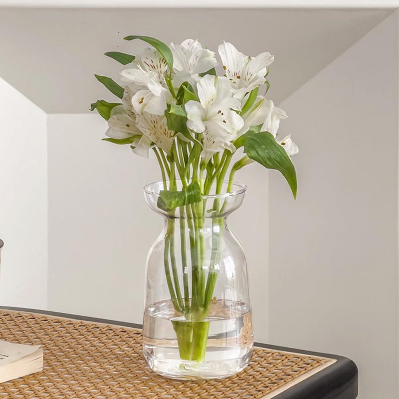 Gute Glass Vases for Decor, Modern Decorative Flower Vase Centerpieces Table Home Indoor Desk Decor Living Room, Kitchen, Office Wedding or Housewarming Gifts (Clear) - Image 1