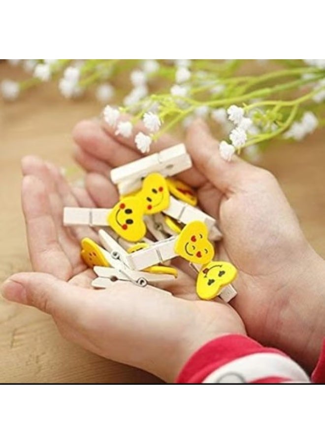 12 Pieces Smiley Heart Shaped Wooden Mini Photo Clip - Image 3