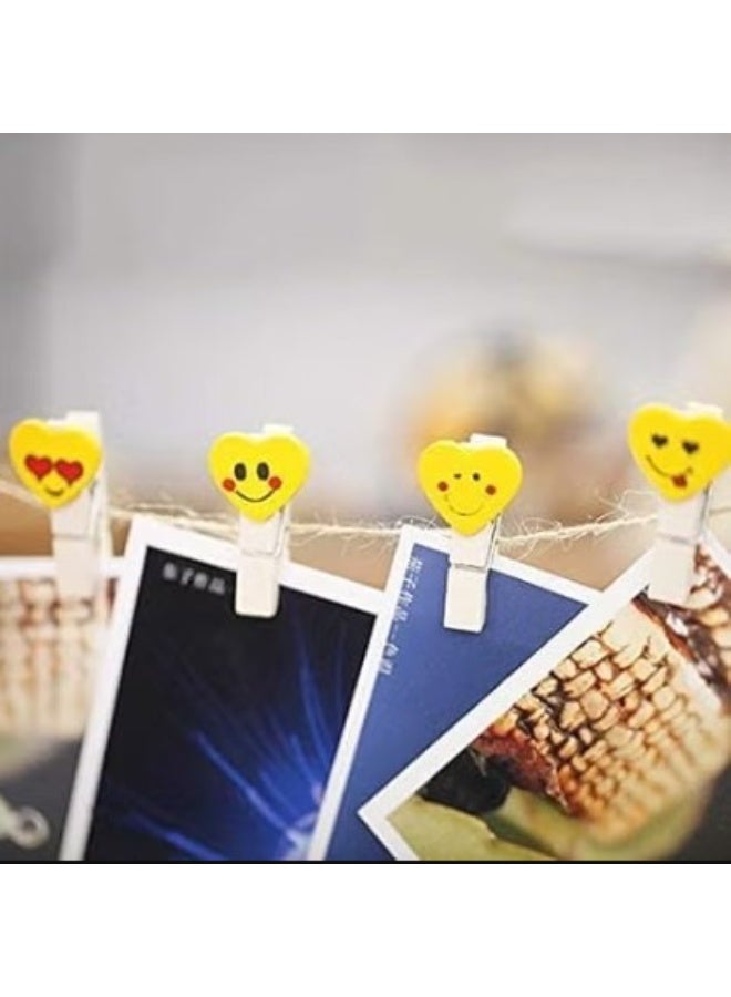 12 Pieces Smiley Heart Shaped Wooden Mini Photo Clip - Image 5
