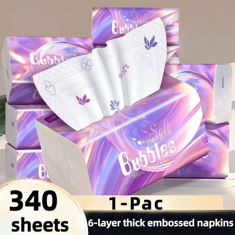 6 Layer Thick Natural Virgin Wood Pulp Napkins 1 Pack Large Capacity Individually Wrapped Bulk Color Coded Stacks Pink Purple High Absorbency Durable Paper For Kitchen Bathroom Travel Office Dorm Essentials - Image 1