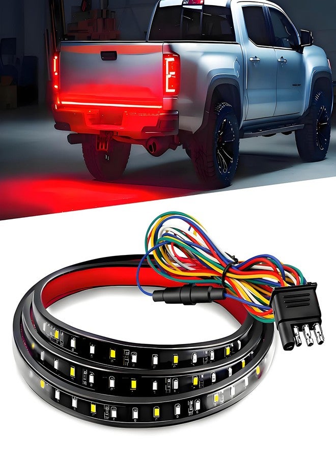 Qasim 60inch Truck Tailgate Light Strip Bar,White Reverse Light/Red Brake Rear Turn Signal LED Strip for Pickup Trailer Cargo Tailgate Running Flash Light - Image 1