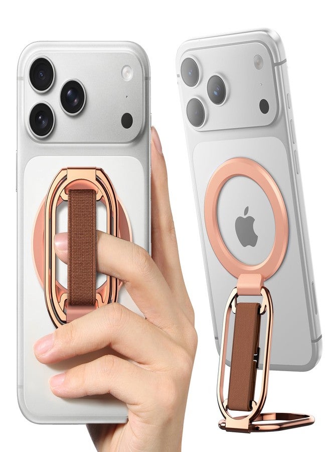 SUPERONE [2025 Newest] SUPERONE for Magsafe Phone Grip for Magnetic Kickstand Compatible with Mag Safe Finger Loop, 4-in-1 Phone Ring Holder Strap for Magnetic iPhone 17/16/15/14/13/12 (Rose) - Image 1