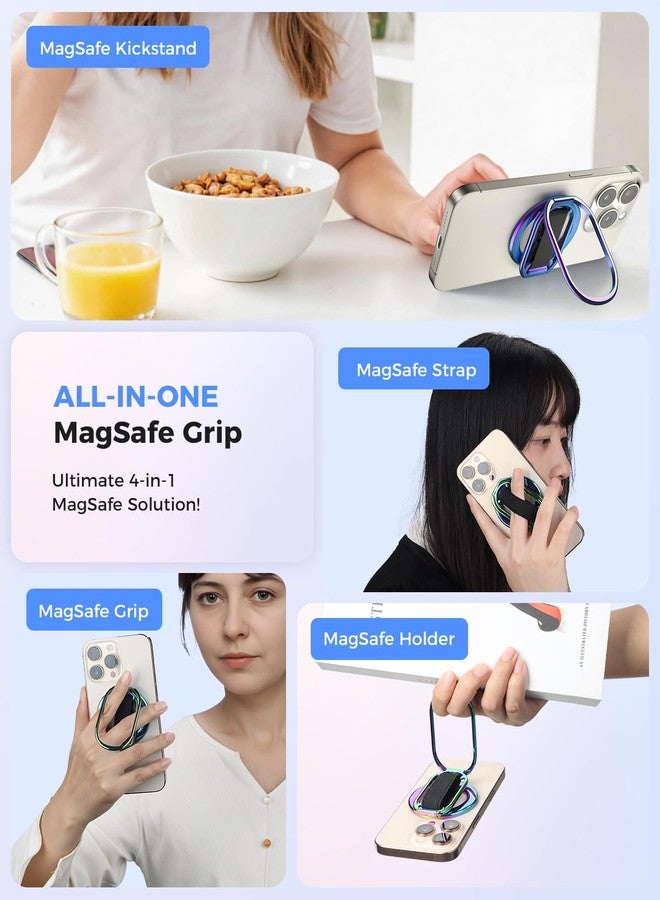 SUPERONE [2025 Newest] SUPERONE for Magsafe Phone Grip for Magnetic Kickstand Compatible with Mag Safe Finger Loop, 4-in-1 Phone Ring Holder Strap for Magnetic iPhone 17/16/15/14/13/12 (Rose) - Image 5