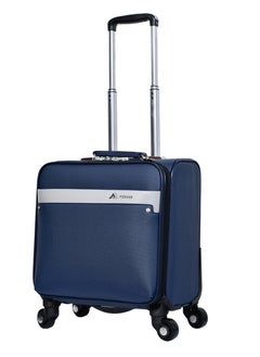 MORANO Morano Carry-On Leather Luggage Lightweight Trolley Bag  with 4 Spinner Wheels and Built in Combination Lock 16 inch (Blue)  - Image 1