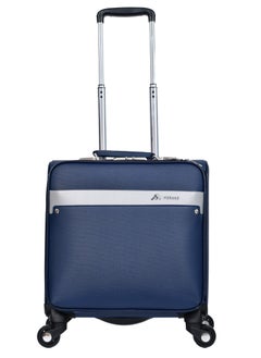 MORANO Morano Carry-On Leather Luggage Lightweight Trolley Bag  with 4 Spinner Wheels and Built in Combination Lock 16 inch (Blue)  - Image 2
