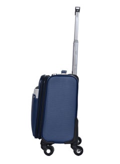 MORANO Morano Carry-On Leather Luggage Lightweight Trolley Bag  with 4 Spinner Wheels and Built in Combination Lock 16 inch (Blue)  - Image 5