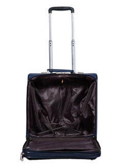 MORANO Morano Carry-On Leather Luggage Lightweight Trolley Bag  with 4 Spinner Wheels and Built in Combination Lock 16 inch (Blue)  - Image 4