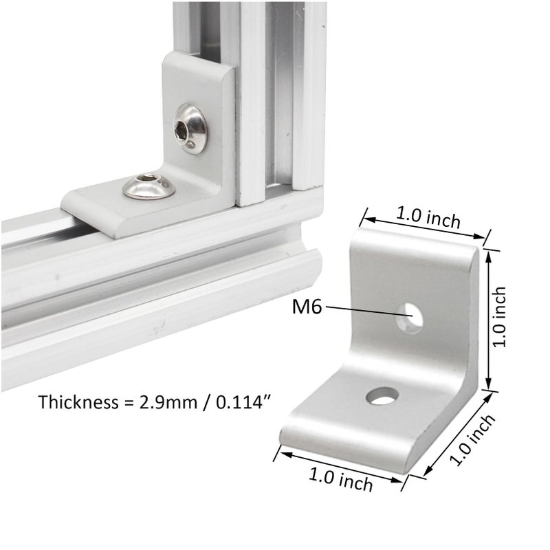 Blccloy 10Sets 10 Series 1"" X 1"" Aluminum Extrusion Profiles Corner 1010 Series Angle Bracket Connector With M6 T Slot Nuts Bolts For 1 Inch X 1 Inch Extruded Aluminium Profile Rail - Image 3