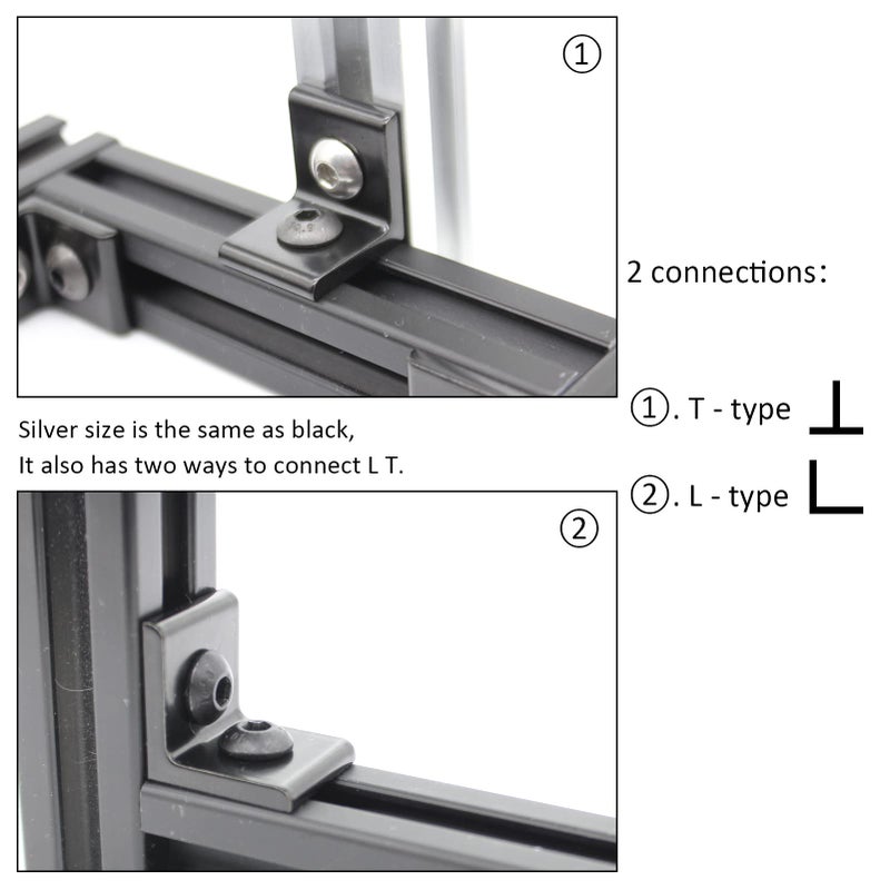 Blccloy 10Sets 10 Series 1"" X 1"" Aluminum Extrusion Profiles Corner 1010 Series Angle Bracket Connector With M6 T Slot Nuts Bolts For 1 Inch X 1 Inch Extruded Aluminium Profile Rail - Image 5