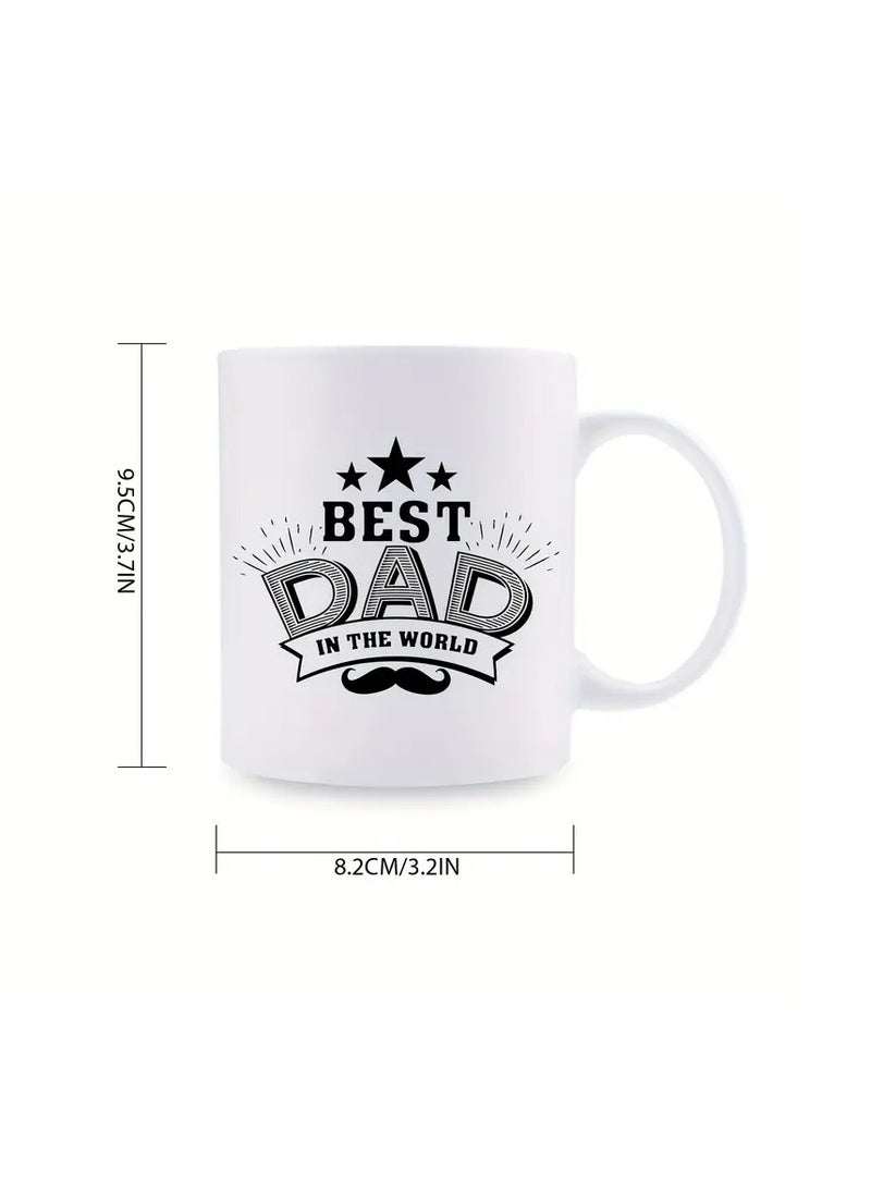 RYN 1pc, Dad Coffee Mug, The Best Dad In The World, 11 Ounce Ceramic Cup, Novelty Mug, White Tea Cup, Summer And Winter Drinkware, Birthday Present, Family Party Present, Holiday Present, Father's Day Present, Present To Thank Dad - Image 3