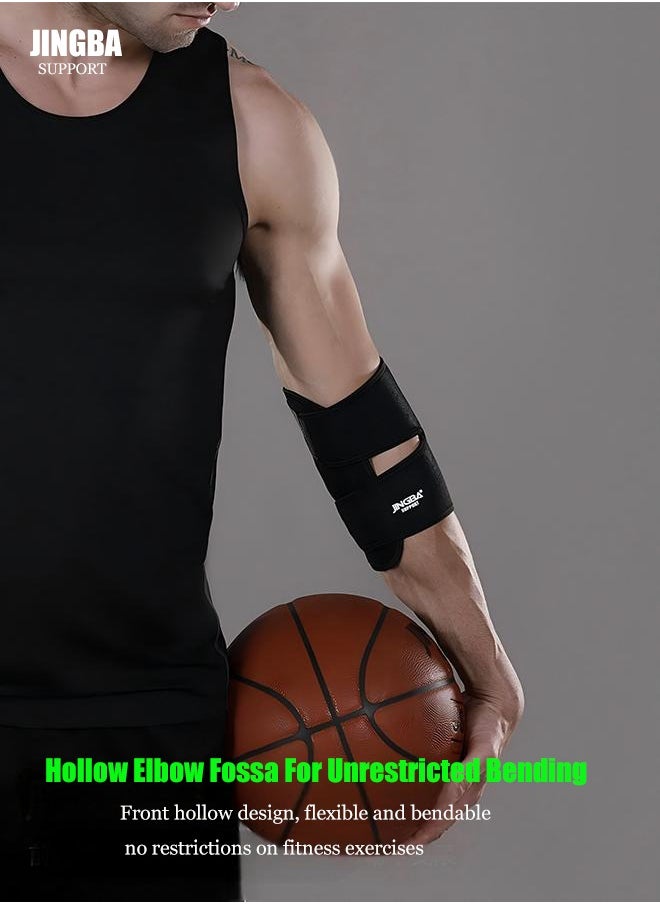 JINGBA SUPPORT Sports Elbow Support Sbr Pressurized Breathable Outdoor Basketball Tennis Boxing Training Weightlifting Fitness Elbow Support, Adjustable Tennis Elbow Support, Perfect For Elbow Sprain, Tendonitis, Arthritis, Basketball, Baseball, Golfer'S Elbow Provides Support And Pain Relief (Black)  - Image 1